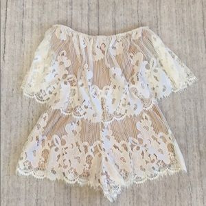 Lovers & Friends White Strapless Romper in Small